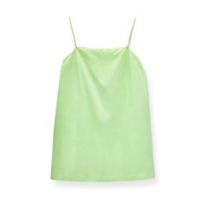 Zara lime green poplin strappy mini dress with romper shorts (M)
